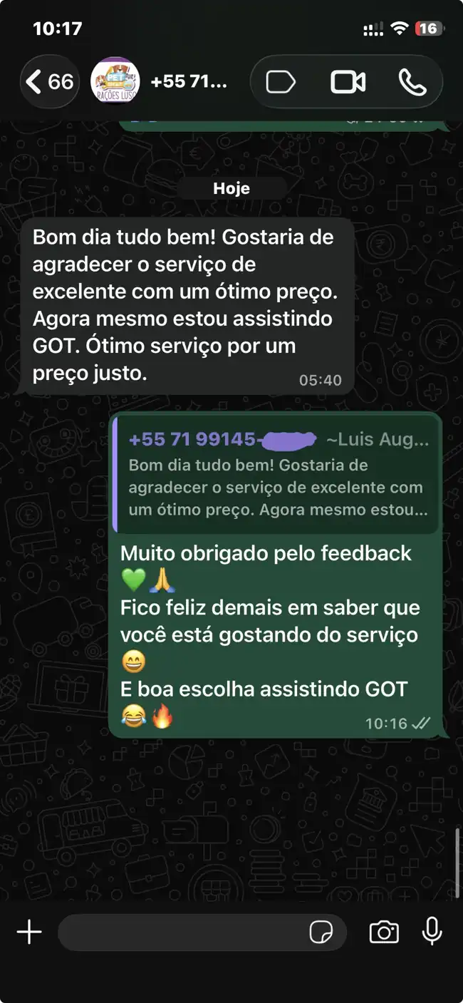 Feedback real de Luis Augusto, cliente WellTV